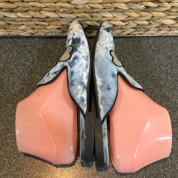 Steve Madden Blue-Gray and Gold Bee Embroidered Loafers - Picture 7 of 15